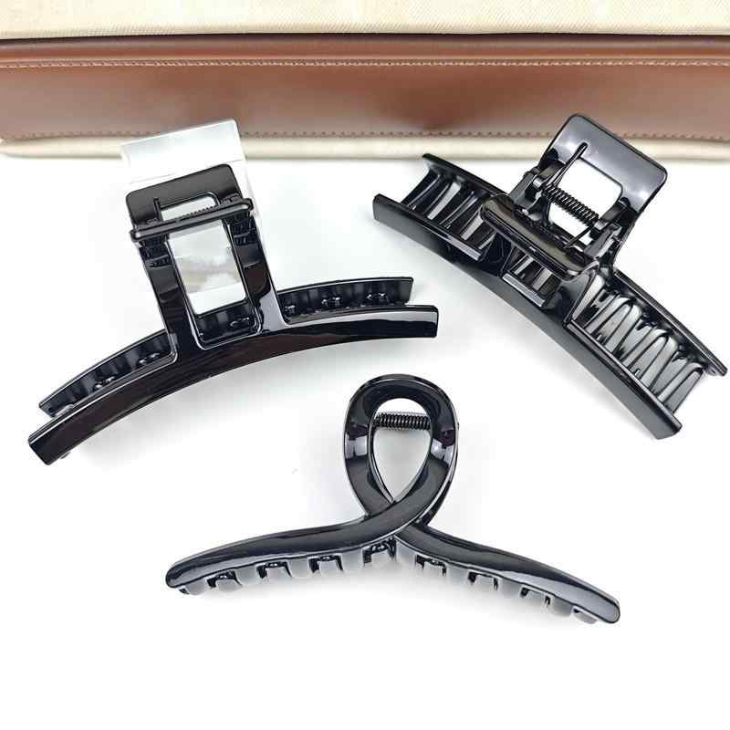 Accessories Supplies - ヘアクリップ レディース 大型 シャーククリップ 後頭部 髪掴み 盤髪 高級感 髪留め ヘアアクセサリー シンプル 幾何学 ファッション 通勤 混合素材 手作り 黒 ダークブラウン イエロー 春