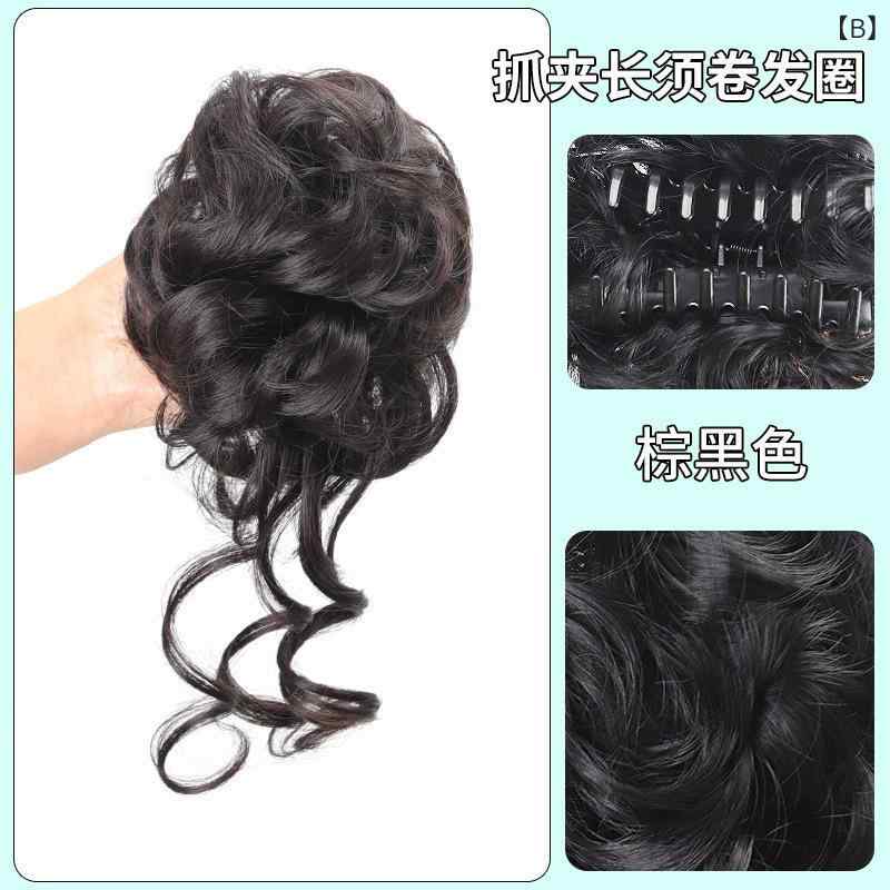 ヘアアクセサリー レディース クリップ式 ウィッグ お団子ヘア 巻き髪パック 花苞頭 ハーフアップ 新婦ヘア飾り 合成繊維 短髪対応 シンプルスタイル 簡単アレンジ かわいい ブラック ブラウン 3
