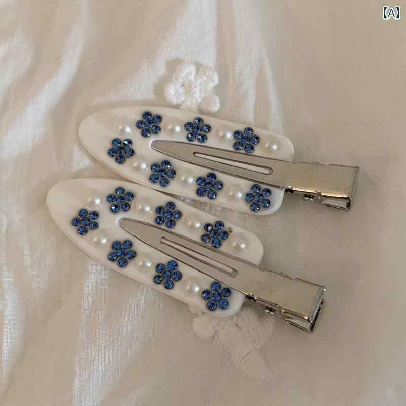 ヘアクリップ レディース ラインストーン 小花 ダックビル フレンチ レトロ サイド...