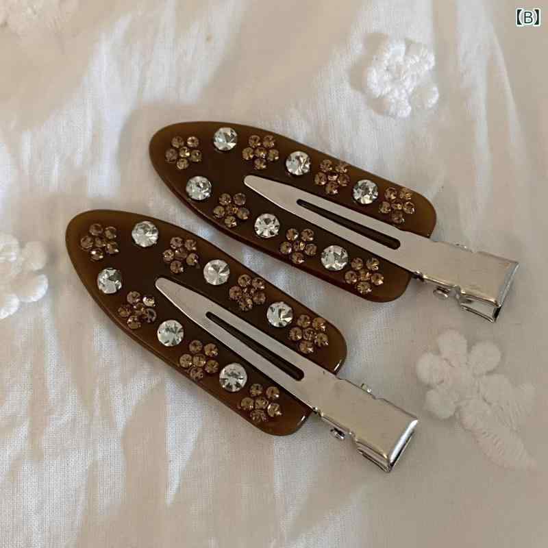 ヘアクリップ レディース ラインストーン 小花 ダックビル フレンチ レトロ サイド...