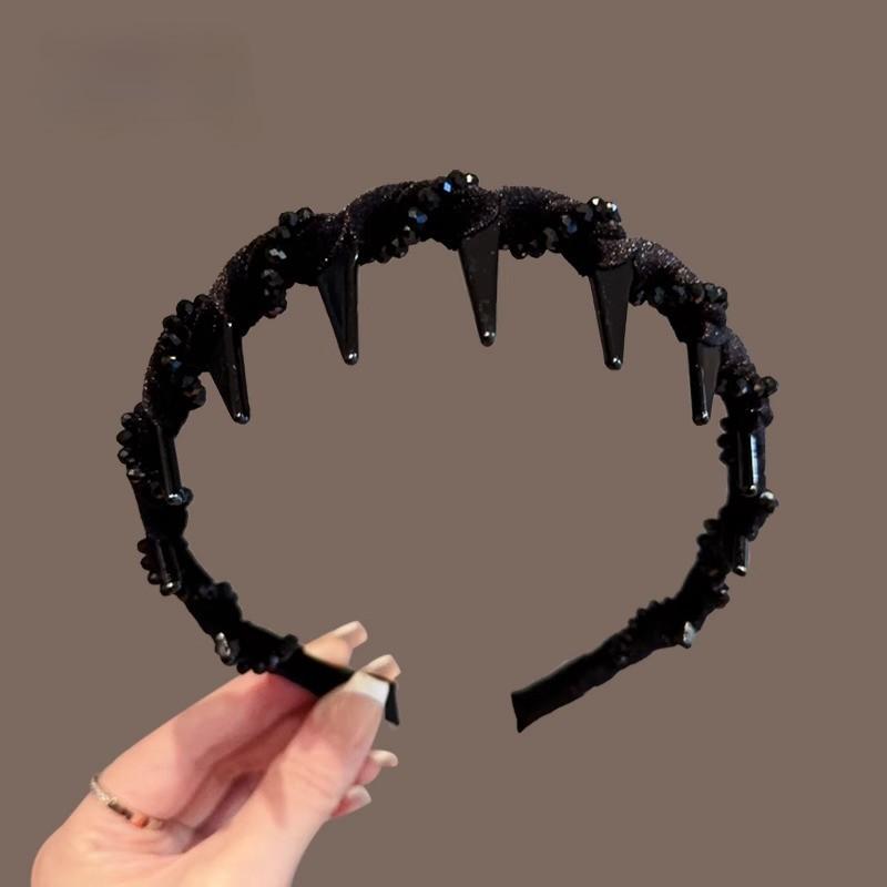 ヘアバンド レディース 黒 ウェーブ ラインストーン ふんわり 高級感 洗顔用 ハン...