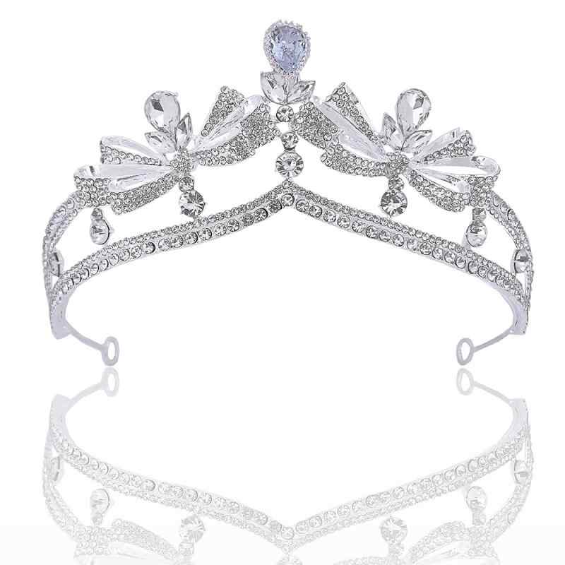 ヘアアクセサリー 王冠 レディース 結婚式 ウェディングドレス プリンセス 誕生日 銀 合金 電気メッキ加工 白水晶 クリスタル ティアラ 欧米風 豪華 キラキラ 装飾