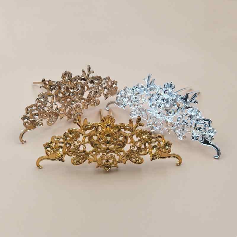 Rakuten - かんざし レディース レトロ 宮廷風 大型 花枝 デザイン ヘアフォーク ヘアクラウン 新婦 ヘアピン 金属 メッキ加工 ゴールド シルバー 夏 パーティー 結婚式 ヘアアクセサリー 華やか 装飾