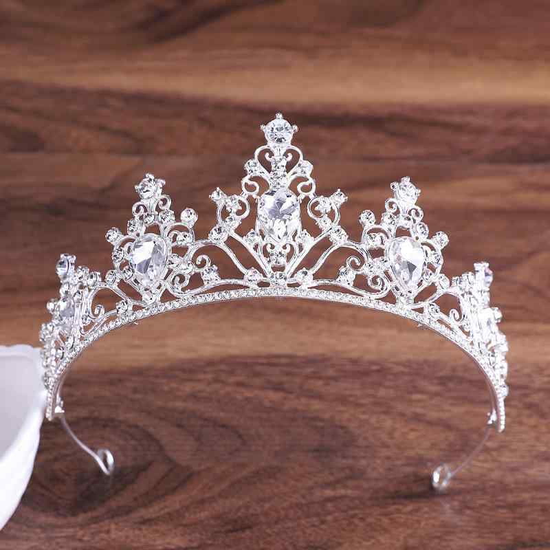 ヘアアクセサリー レディース ウェディング ティアラ 王冠 クリスタル ラインストーン ヘッドピース 結婚式 パーティー 誕生日 撮影 アクセサリー 銀 金 韓国風 欧米風 電気メッキ加工 葉モチーフ