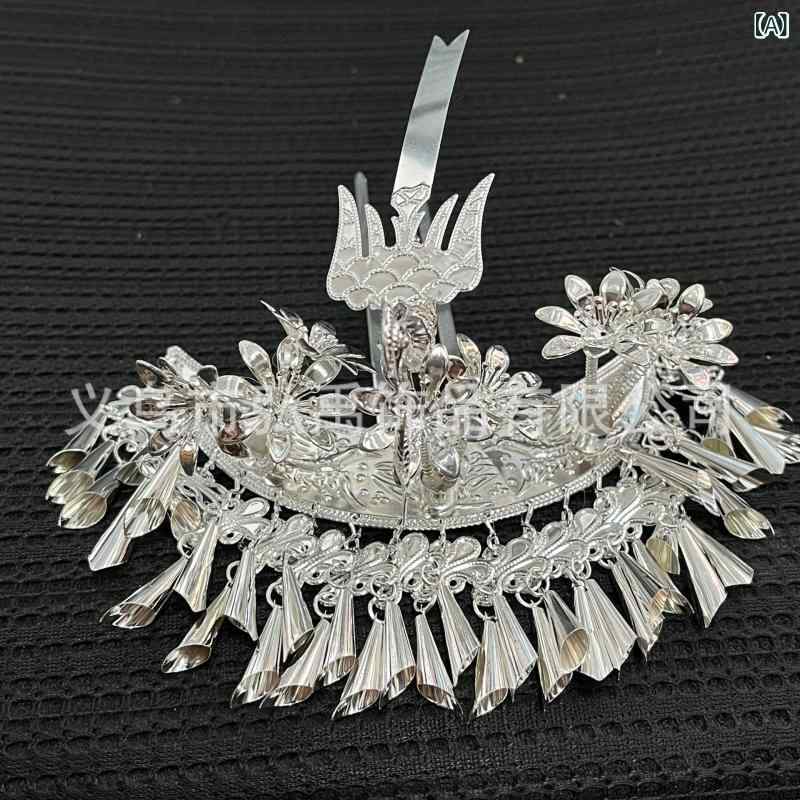 ・カテゴリ: ヘッドアクセサリー・スタイル: エスニック・素材: 金属・形状: U字型・加工: 手作り・カラー: 銀色