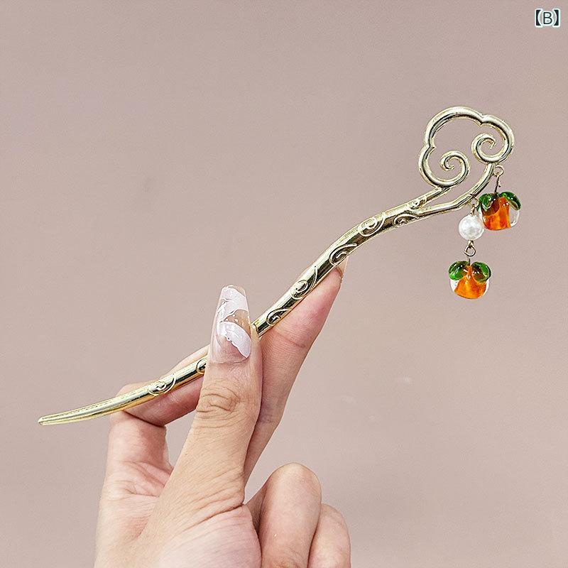 髪飾り ヘアアクセサリー かんざし 古風 漢服風 タッセル 揺れる飾り 金属合金 レ...