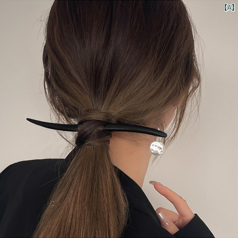 Rakuten - かんざし パール バロック 木製 シンプル 高級感 レトロ ジオメトリック おしゃれ かわいい ヘアアクセサリー ヘアピン お団子ヘア アップヘア ヘアアレンジ