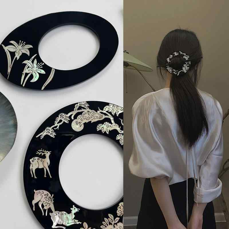 髪飾り 貝殻 手工 かんざし 古風 復古 デザイン 動物モチーフ 小鹿 蘭花 夏 ヘアアクセサリー かわいい 普段使い