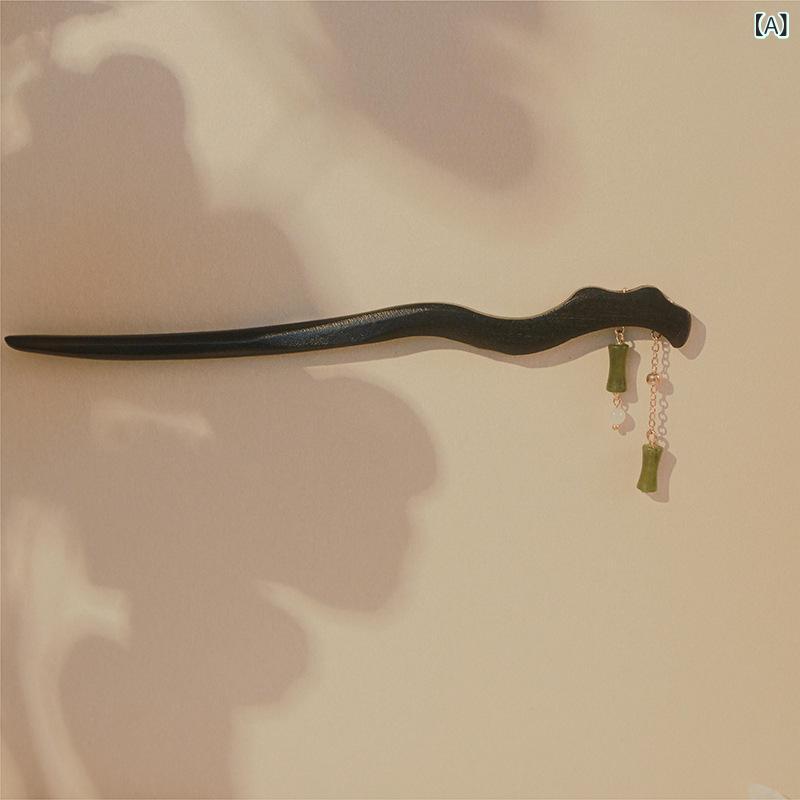 かんざし 木製 竹節 流蘇 古風 シンプル モダン 玉風 吊り下げ ヘッドアクセサリー 幾何型 アップヘア 普段使い エレガント ヘアピン アクセサリー