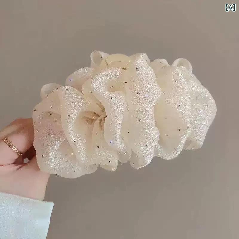 乐天商城 - ヘアアクセサリー レディース ポルカドット 満天星 バブル 爪クリップ シャーククリップ リボン ヘッドピース 後頭部 アップヘア メッシュ ハンドメイド かわいい おしゃれ ベージュ ブラック ピンク
