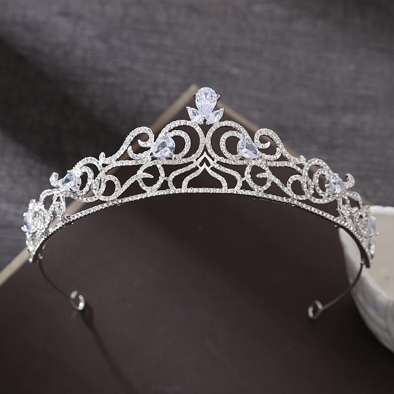 ウェディング ティアラ レディース 花嫁 ジルコニア プリンセス クラウン ヘアアクセサリー ドレス アクセサリー 高級感 シルバー 白水晶 水滴形 合金 電気メッキ加工 欧米風