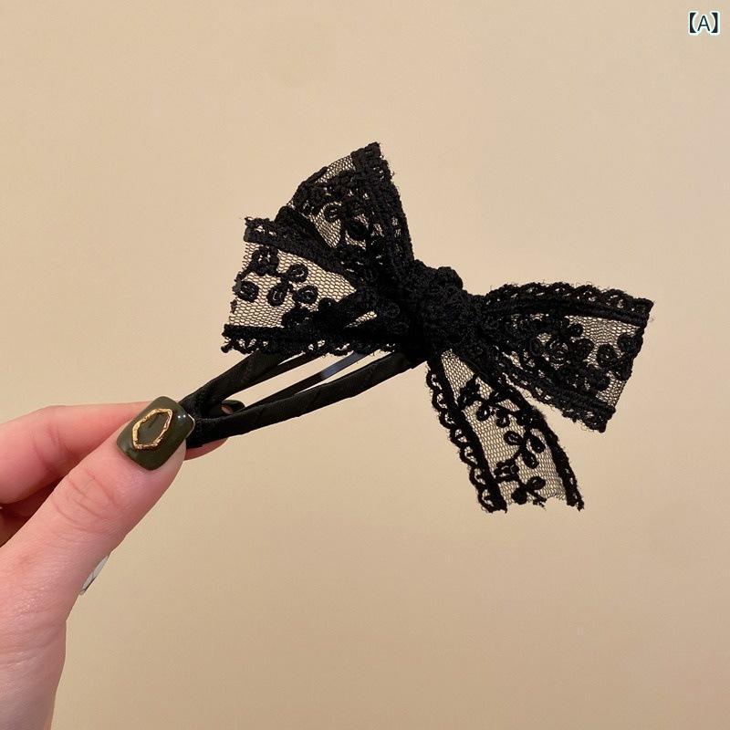 ヘアクリップ レディース レース 蝶結び シャーククリップ 高級感 かわいい ユニー...