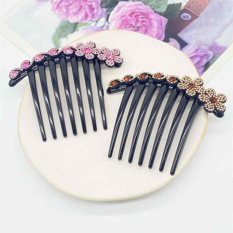 ヘアアクセサリー 女性用 花モチーフ ラインストーン 髪梳き 挿し込み ヘアピン 韓国風…