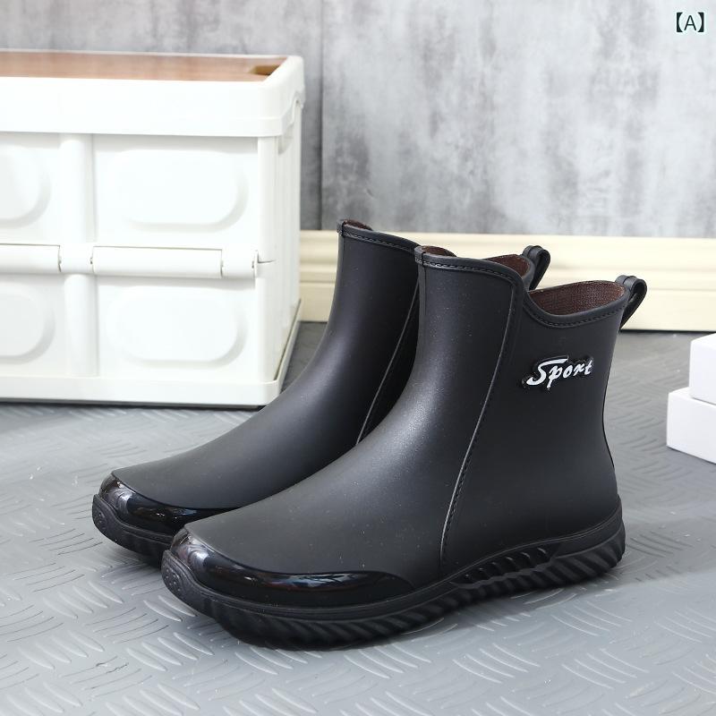 ・カテゴリ: 雨靴・対象: メンズ・靴面素材: PVC・靴底素材: プラスチック・筒丈: ミッド・デザイン要素: 切り抜き・着用方法: スリッポン・機能: 滑り止め、保暖、耐摩耗・柄: 無地・インソール素材: PU・筒内素材: メッシュ・つま先形状: ラウンドトゥ・ヒール形状: フラット・筒素材: プラスチック・ヒール高: フラット・スタイル: ブリティッシュ・靴底製法: 射出成形・カラー展開: ブラック、グレー、グリーン・サイズ展開: 40、41、42、43、44