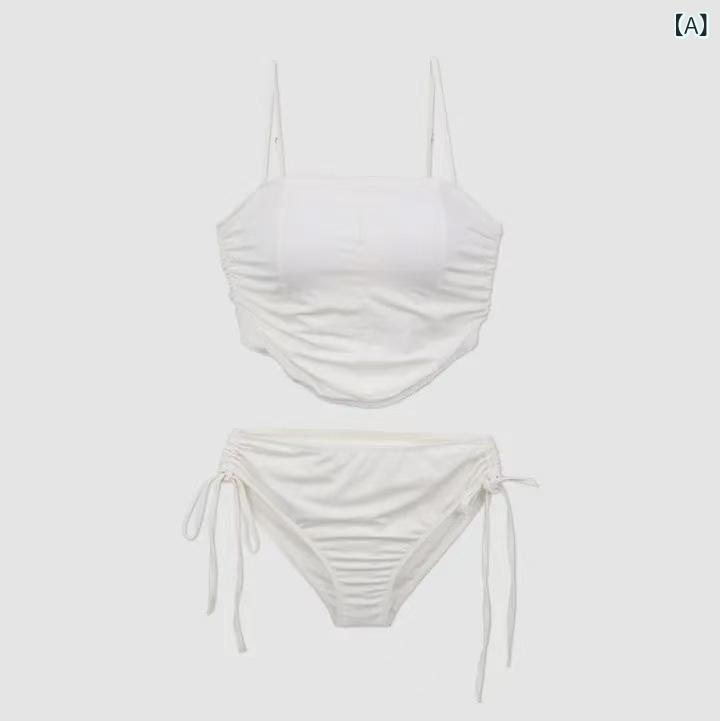 乐天商城 - ビキニ レディース セパレート チューブトップ ドローストリング セクシー タイト バックレス 耐久性 フレッシュ 欧米風 控えめ ナイロン 素材 パッド付き ノーワイヤー 温泉 リゾート スイム 白 黒 ピンク