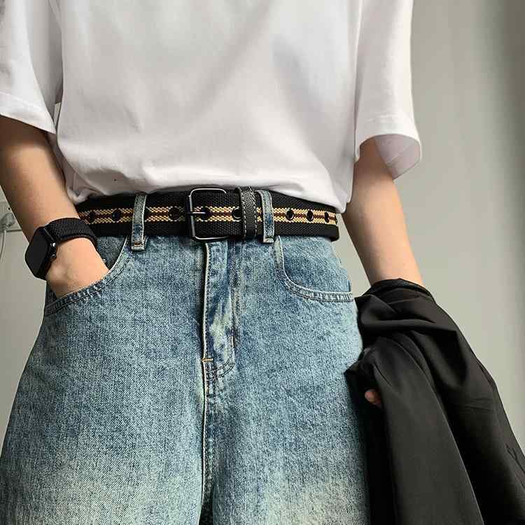 Other - ベルト メンズ 男性用 キャンバス 帆布 編み込み 無段階調整 ピンバックル カジュアル ワーク ミリタリー デニム ジーンズ ストリート ファッション 通勤通学 シンプル ブラウン グリーン ブルー ブラック