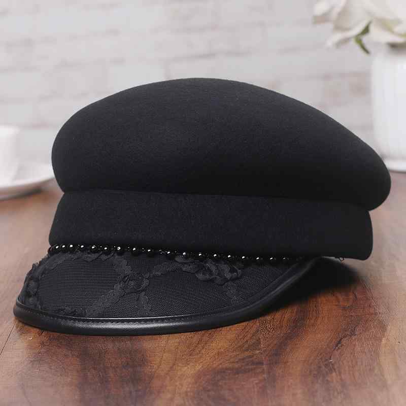 乐天商城 - 帽子 レディース ベレー風キャスケット ニュースボーイキャップ ラビットファー ウール調 おしゃれ 韓国風 レトロ ブリティッシュ カジュアル 万能 秋冬 ブラック ショートブリム 普段使い