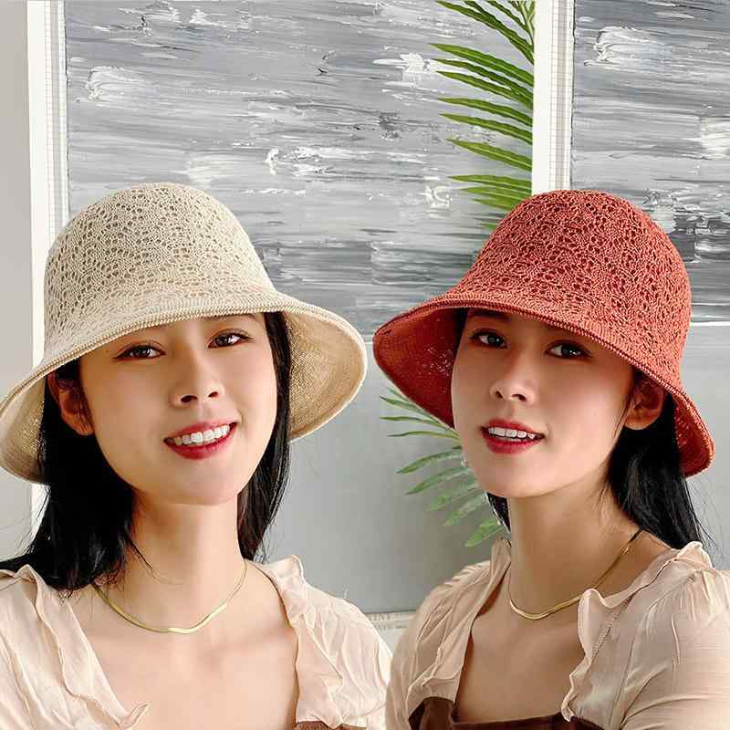 乐天商城 - 帽子 レディース 夏 麦わら帽子 バケットハット サファリハット UVカット つば広 日よけ 紫外線対策 透かし編み 通気性 首元ガード リバーシブル サイズ調整可能 韓国風 おしゃれ ポリエステル素材 ブラック ベージュ カーキ キャラメル