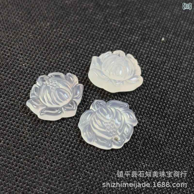 ペンダント ユニセックス 氷種 ホワイトカルセドニー メノウ 天然石 弥勒菩薩 吉祥雲モチーフ 貔貅 吉祥 開運 招財 金運 ネックレスヘッド チャーム 多種多様なデザインの商品画像 3