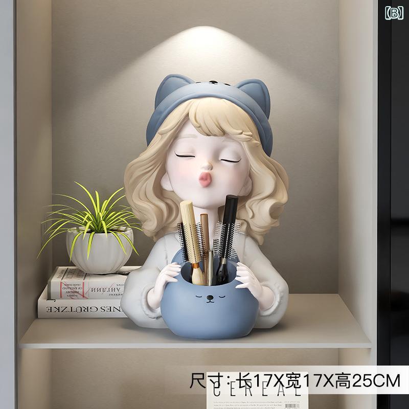 ふんわり暮らし鞄店のインテリア雑貨 女の子 ガールズ かわいい 樹脂製 ペン立て 筆立て 置物 オブジェ メイクブラシ 口紅 収納ケース 卓上収納 オフィス デスク 卓上飾り 実用的 誕生日 プレゼント｜アングル3