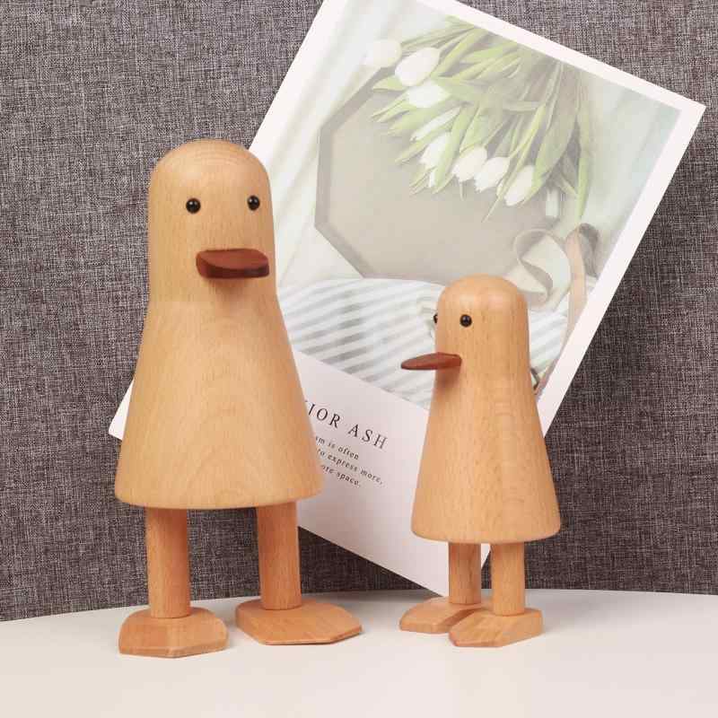 置物 アヒル 動物オブジェ 天然木製 ブナ材 かわいい ユニーク カートゥーンデザイン リビング オフィス デスク 卓上飾り 子供部屋 インテリア雑貨 フィギュア 癒し