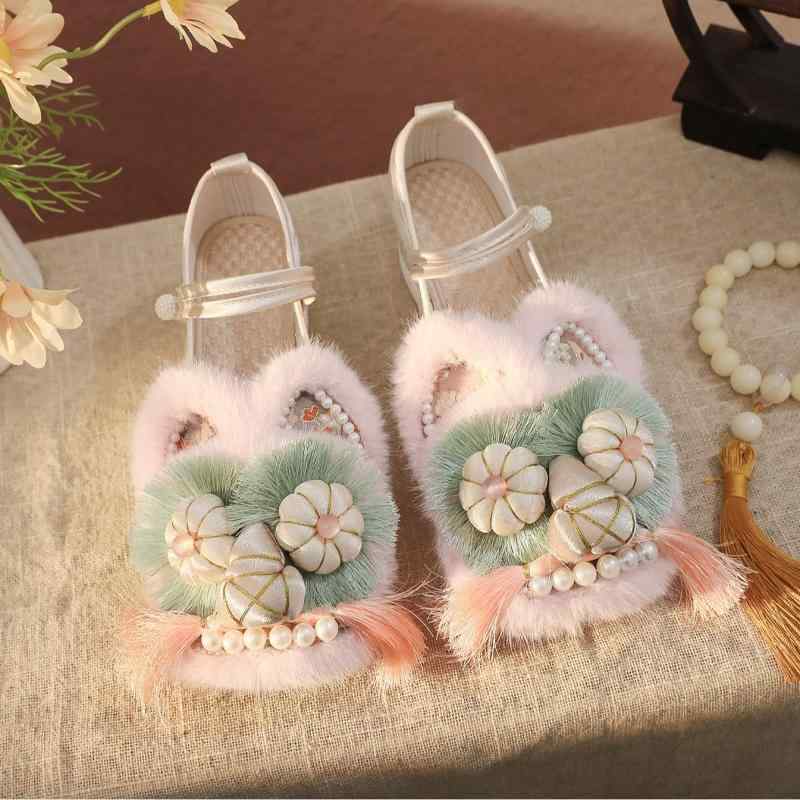 乐天商城 - フラットシューズ レディース 虎頭刺繍 手作り 内増高 ソフトソール 快適 エスニック フラワーデザイン トーテム柄 カートゥーン ラウンドトウ ローカット バックル ホワイト ピンク 春夏秋 普段使い