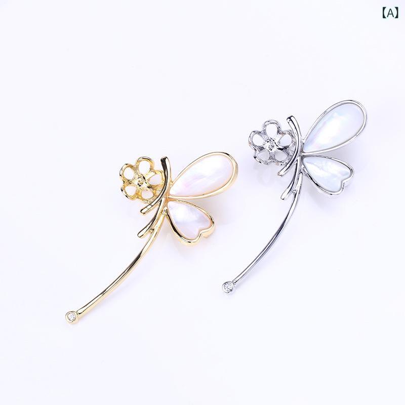ブローチ メンズ レディース 蝶 昆虫 パール 胸花 宝石 メノウ DIY アクセサリー ...