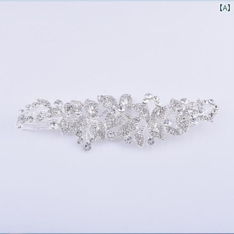 ヘアアクセサリー レディース ウェディング ティアラ コーム パール 水晶 合金 シルバー 葉モチーフ 高級感 個性派 春 ファッション