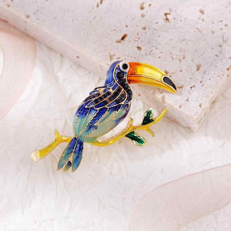 樂天商城 - ブローチ メンズ レディース 韓国風 シンプル ファッション 大嘴オウム 鳥 デザイン 滴油 エナメル釉 合金 装飾 ピンバッジ おしゃれ アクセサリー 動物モチーフ 夏
