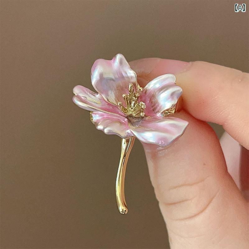 ブローチ レディース 桜花 花モチーフ 高級感 ピンク ブルー 防走光 固定 アクセサリー ガーデンスタイル 清新 甘め 合金 電気メッキ加..