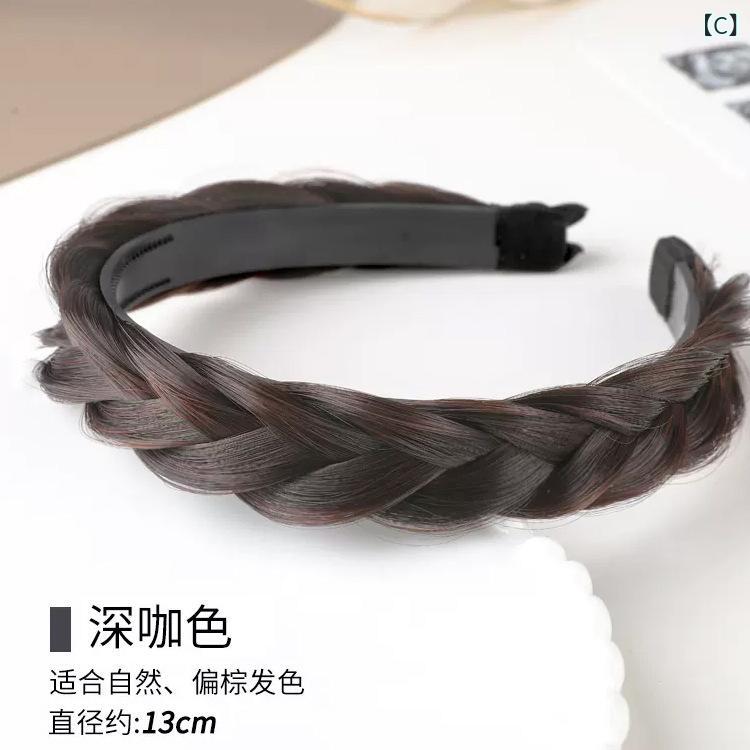 ふんわり暮らし鞄店のヘアアクセサリー レディース 魚骨編み ヘアバンド 韓国風 ショートウィッグ かわいい 爽やか 簡単着用 自然黒 ブラウン ライトブラウン おしゃれ 普段使い ヘアスタイル｜アングル2