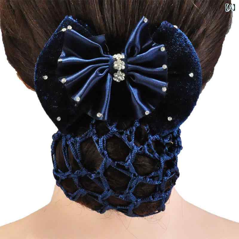ヘアアクセサリー レディース 職業 看護師 銀行員 蝶結び ヘアクリップ アップヘアネット ベルベット 韓国風 冬 ネイビー ワインレッド ブラック
