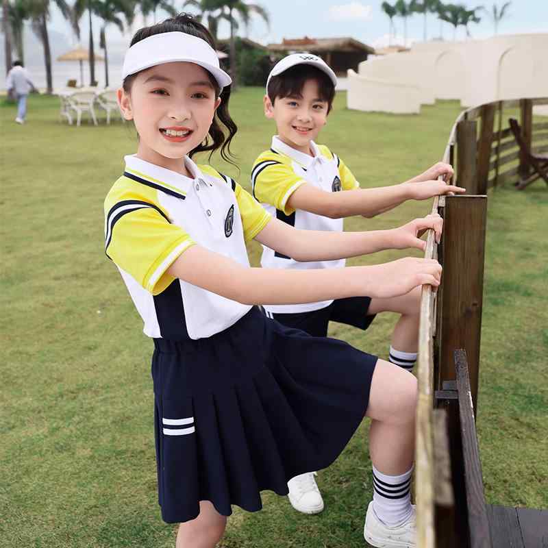 スクールウェア 小学生 幼稚園児 キッズ 男女兼用 春夏 半袖 セットアップ 学生風 カジュアル スポーティ 制服 園児服 団体服 綿