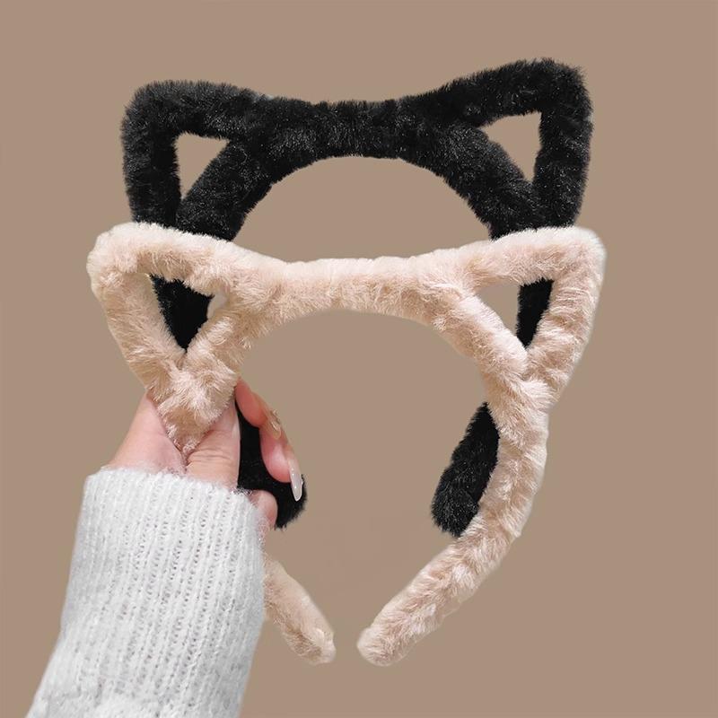 Other - ヘアバンド レディース 猫耳 かわいい ボア 手作り ワイヤー 秋冬 黒 ピンク グレー ヒョウ柄 洗顔 面膜 スキンケア ヘアアレンジ アクセサリー フレッシュ スイート 普段使い