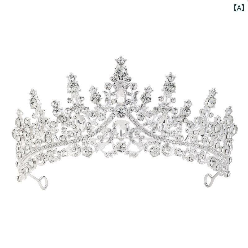 Rakuten - ヘアアクセサリー レディース 王冠 ヘッドバンド 大型 フルジルコニア 合金 白水晶 結婚 パーティー 成人式 誕生日 春 シルバー ゴールド ピンク エキゾチック かわいい おしゃれ