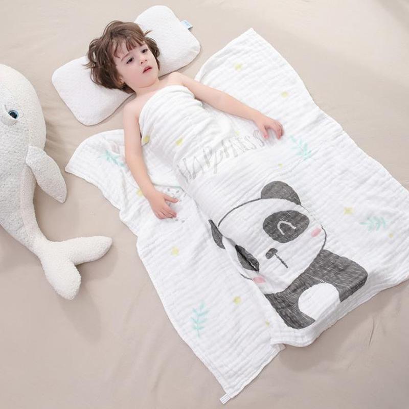 Rakuten - ベビー バスタオル 男の子 女の子 綿 六層 高密度 プリント 柔軟 快適 赤ちゃん 毛布 カバーケット かわいい 動物柄 普段使い