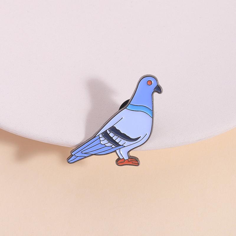 ブローチ メンズ レディース 青 鳩 動物 モチーフ 金属 シンプル デザイン 通勤…