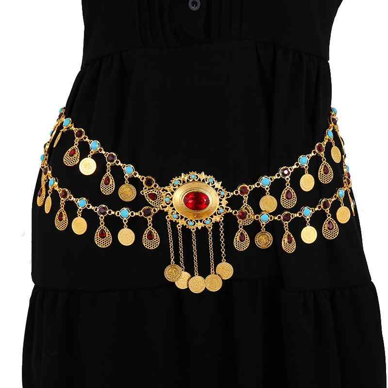 ウエストチェーン メンズ レディース ボヘミアン風 インドエスニック フリンジ 装飾 金属 金 銀 ダブル オールシーズン ファッション アクセサリー 派手 デザイン
