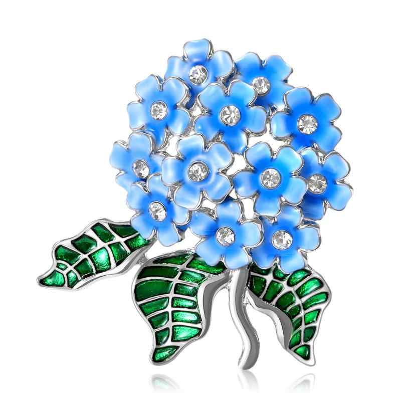 ブローチ レディース アジサイ 花 モチーフ 植物 デザイン 滴油加工 高級感 アクセサリー 通勤 コーディネート 合金 素材 赤 黄 紫 夏