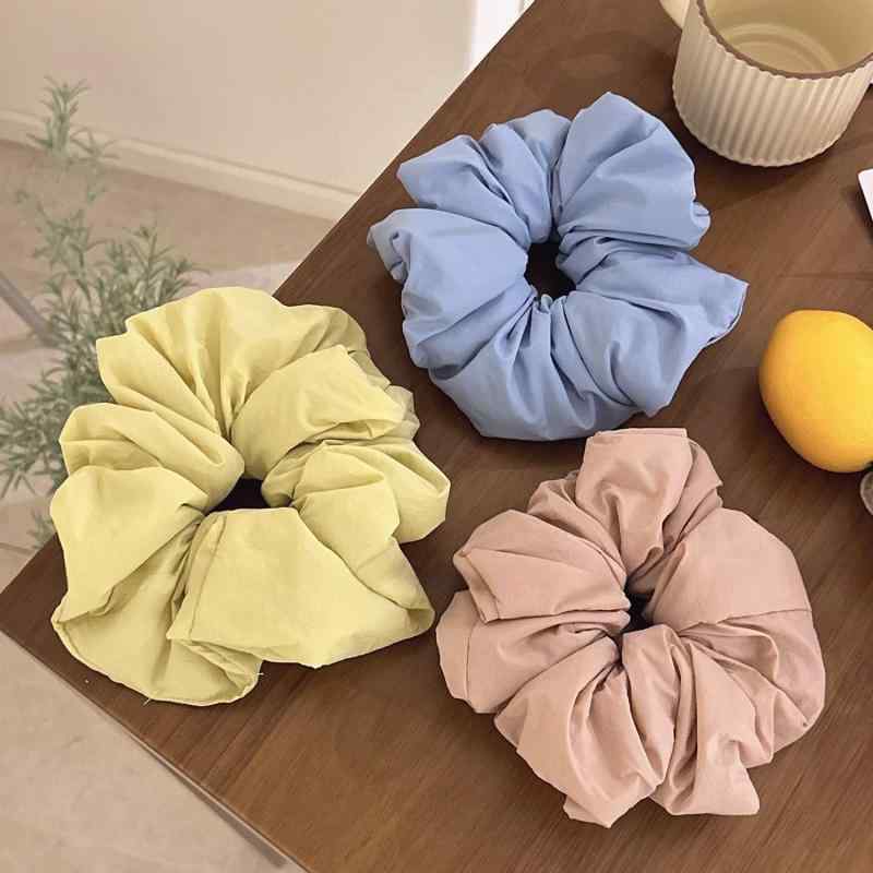 Clothing Accessories (Caps, Ties, Belts) - ヘアパフ 女子 ドーナツ型 ふわふわ 雲型 シュークリーム風 低めお団子 柔らか 清涼 無地 プリーツ 高伸縮 高級感 普段使い 通勤 布地 かわいい 髪飾り 春 青 ピンク 黄