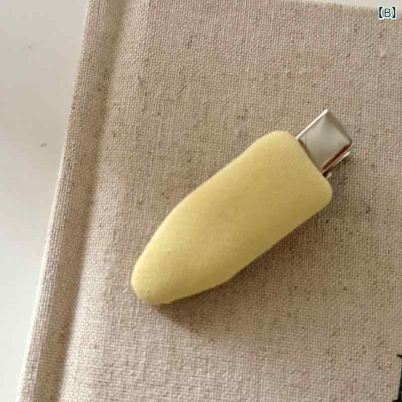ヘアアクセサリー レディース 布製 バナナクリップ クリームイエロー 水滴型 幾何...
