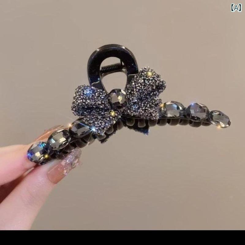 ヘアクリップ レディース 大ぶり 蝶結び シルバー 高級感 アップヘア 後頭部 黒 夏...
