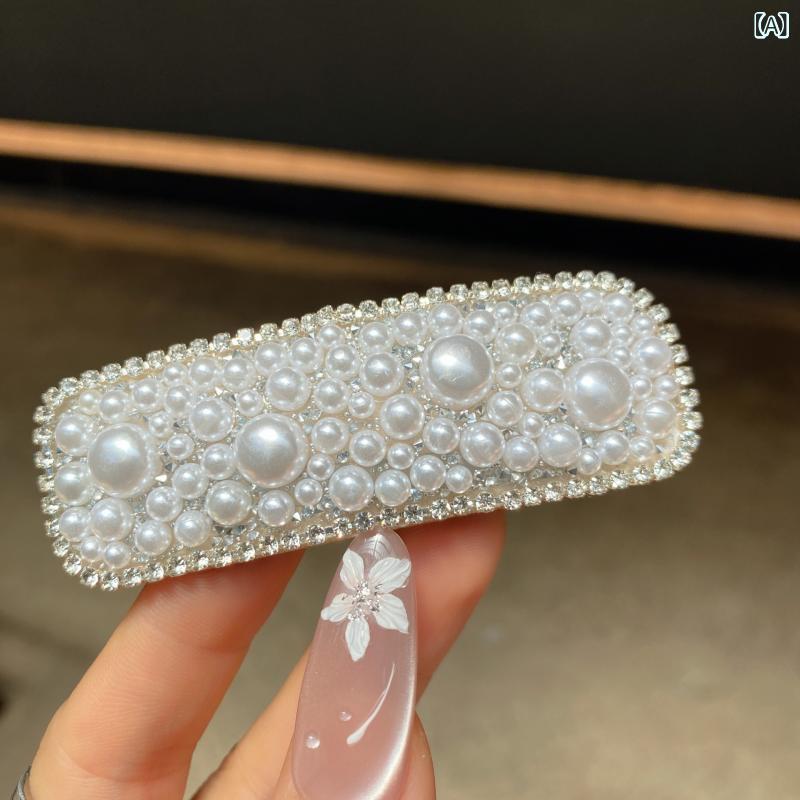 ヘアクリップ レディース パール BB サイドクリップ 前髪留め ラインストーン 後頭...