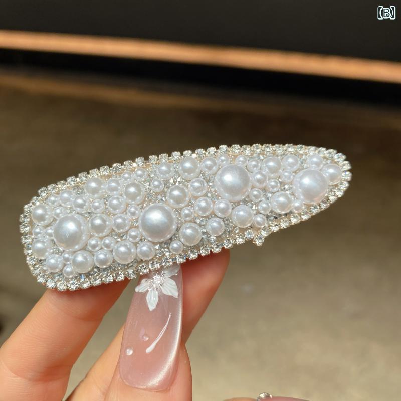 ヘアクリップ レディース パール BB サイドクリップ 前髪留め ラインストーン 後頭...