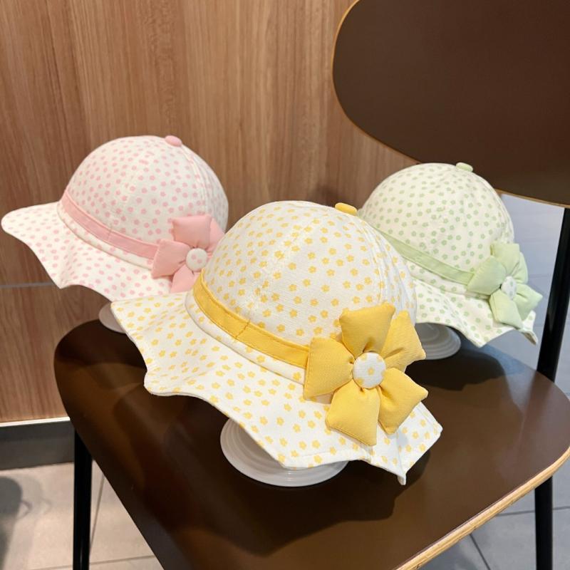 帽子 ベビー 女の子用 春夏 バケットハット プリンセス かわいい コットン 日よけ UVカット つば広 紫外線対策 イエロー グリーン ピンク オレンジ 6ヶ月 1歳 2歳