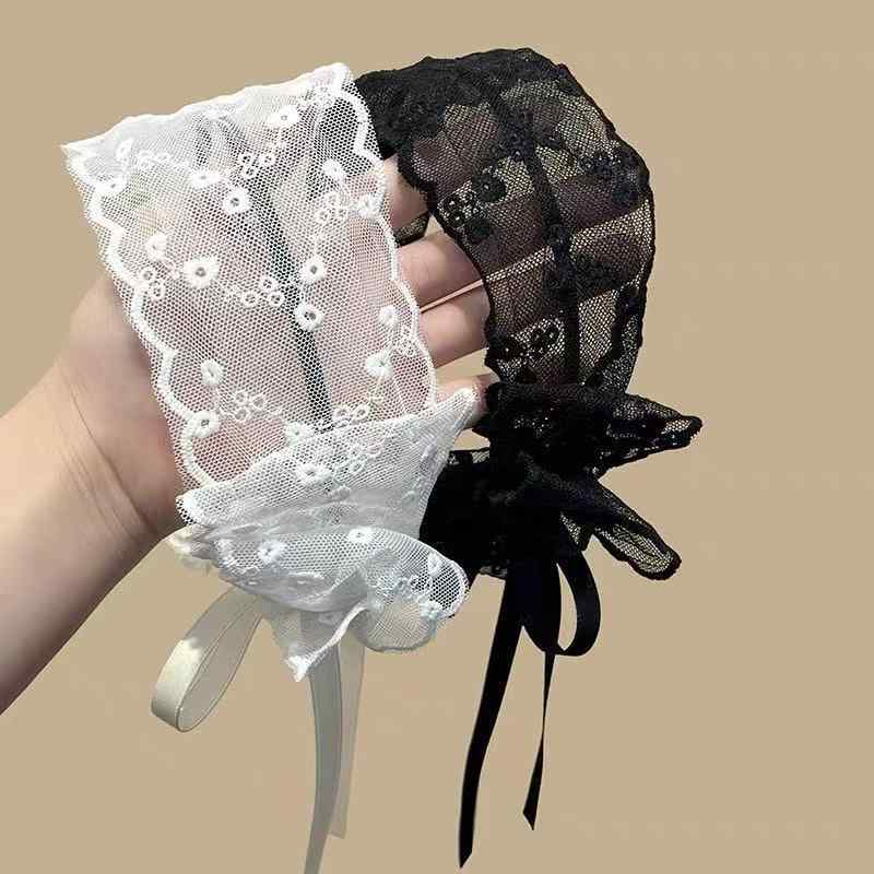 Other - カチューシャ レディース 女性用 フレンチスタイル レース リボン チュール プリンセス風 上品 エレガント ヘアバンド 髪飾り 布製 ファブリック ブラック ホワイト おしゃれ カジュアル 結婚式 パーティー お呼ばれ