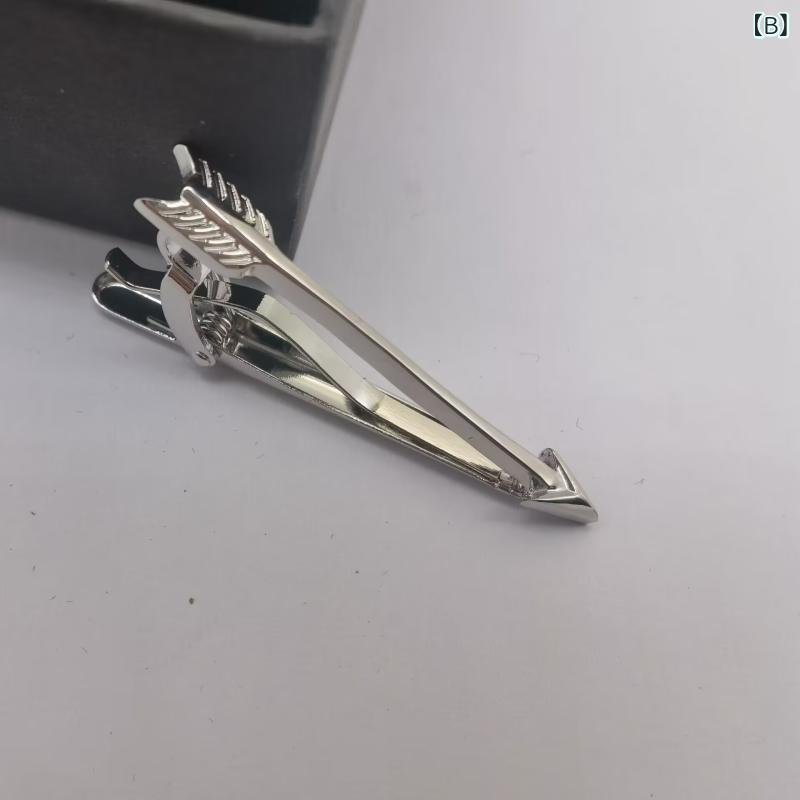 ふんわり暮らし鞄店のネクタイピン 男性用 フォーマル ビジネス 個性的 弓矢 モチーフ 銅製 アクセサリー 電気メッキ加工 シンプル カジュアル おしゃれ ゴールド シルバー ブロンズ スーツスタイル ドレスコード｜アングル3