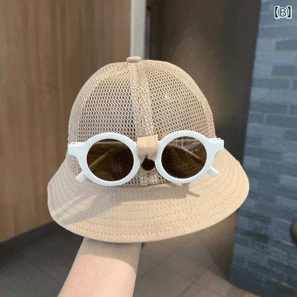 ハット ベビー キッズ 春夏 アクリル 通気性 メッシュ バケットハット サファリハ...