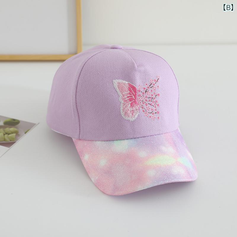 キャップ キッズ 女の子 ベビー かわいい キャラクター 蝶 スパンコール プリント ...