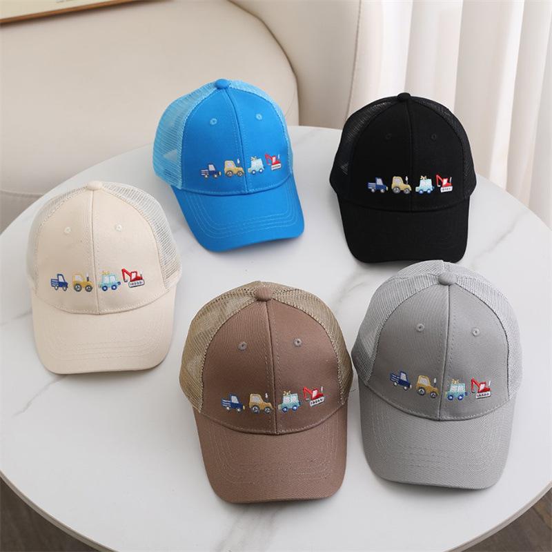 Hats - キャップ キッズ ベビー 男の子 女の子 男女兼用 野球帽 メッシュ カートゥーン四輪車柄 夏用 通気性 UVカット 日よけ お出かけ レジャー スポーツ アウトドア アクリル カーブつば かわいい